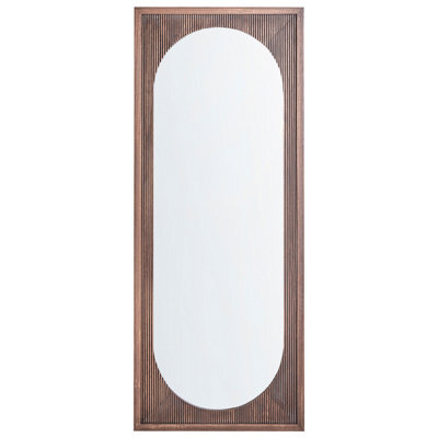 Beliani Wall Mirror Lunas 80 Cm 200 Cm Paulownia Wood Brown - image 1