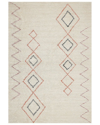 Beliani Beige Cotton Rug 160 X 230 Cm - Hand-Tufted Geometric Low Pile For Living Room - image 1