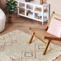Beliani Beige Cotton Rug 160 X 230 Cm - Hand-Tufted Geometric Low Pile For Living Room - thumbnail 2