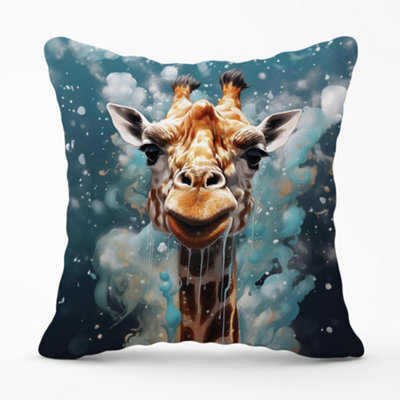 Warren Reed Designer Splashart Giraffe Face Cushions 60Cm X 60Cm - image 1