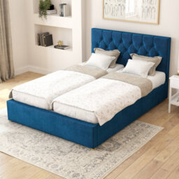 Aspire Olivier Electric Adjustable Bed Upholstered With Pocket Sprung Mattress Uk Made, Plush Navy, Size King - thumbnail 2