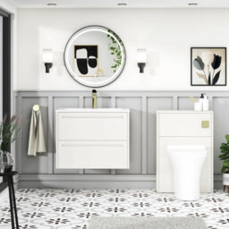 Royal Bathrooms Elmore 700mm Traditional Wall Hung 2 Drawer Bathroom Vanity Unit With Matt Stone Basin Sink - Classic White - thumbnail 4