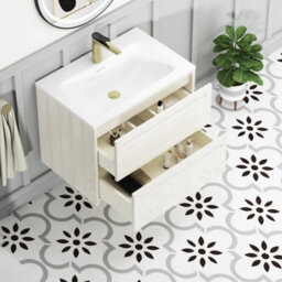 Royal Bathrooms Elmore 700mm Traditional Wall Hung 2 Drawer Bathroom Vanity Unit With Matt Stone Basin Sink - Classic White - thumbnail 5