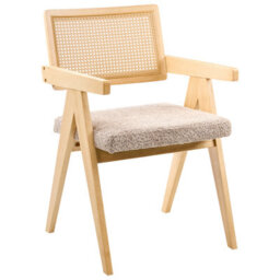 Beliani Set Of 2 Dining Chairs Ava Wood Light Brown/ Taupe - thumbnail 5