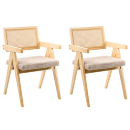 Beliani Set Of 2 Dining Chairs Ava Wood Light Brown/ Taupe - thumbnail 4