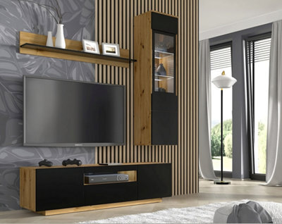 Arte Stylish Aura A Wall Entertainment Unit - 3-Piece Living Room Furniture Set (H)1790mm (W)1500mm (D)370mm - image 1