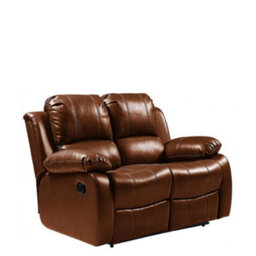 Valencia Tan Leather 2 Seater Manual Recliner Sofa - thumbnail 1