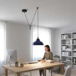Navy Blue Metal Lamp Shade 29Cm Easy Fit Ceiling Light Shade, Modern Replacement Lampshade For E27 Pendant Lights - thumbnail 6