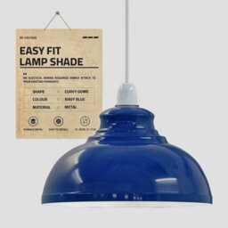 Navy Blue Metal Lamp Shade 29Cm Easy Fit Ceiling Light Shade, Modern Replacement Lampshade For E27 Pendant Lights