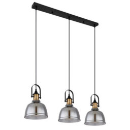 Luminosa Lighting Luminosa Dorothea Bar Pendant Ceiling Light Black Glass Shade 3X E27 - thumbnail 2