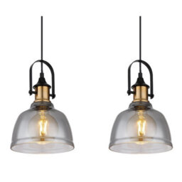 Luminosa Lighting Luminosa Dorothea Bar Pendant Ceiling Light Black Glass Shade 3X E27 - thumbnail 4