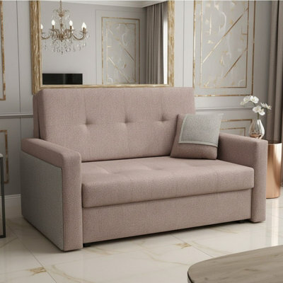 Viva Mel Ii Compact 2 Seater Sofa Bed With Storage And Removable Cushions 196Cm X 110Cm Pink And Grey - image 1
