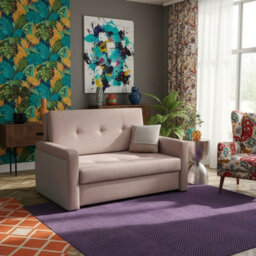 Viva Mel Ii Compact 2 Seater Sofa Bed With Storage And Removable Cushions 196Cm X 110Cm Pink And Grey - thumbnail 2