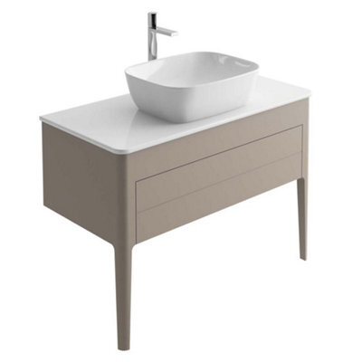 Plum&clay Sutton Grey Floor Standing Bathroom Vanity Unit With Pre-Drilled Tap Hole Worktop (W)980mm (H)700mm - image 1