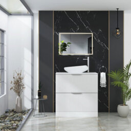 Royal Bathrooms Evora 800mm Matt White Fluted Floor Standing Countertop Vanity Unit 2 Drawer With Nova Basin - thumbnail 2