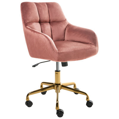 Beliani Desk Chair Palmdale Velvet Pink - image 1