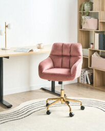 Beliani Desk Chair Palmdale Velvet Pink - thumbnail 2