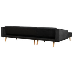Beliani Corner Sofa Bed 4 Seater Vadso Velvet Black Right Hand - thumbnail 6
