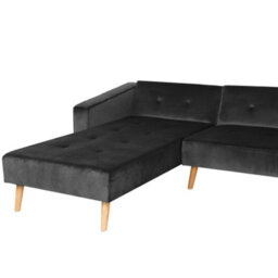 Beliani Corner Sofa Bed 4 Seater Vadso Velvet Black Right Hand - thumbnail 7