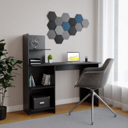 Urbn-Living Urbnliving 120Cm Height Black Computer Desk Workstation 4-Tier Shelves Home Office Study Writing Table - thumbnail 2