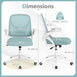 Gainoom Blue Office Chair Swivel Mesh Desk Chair Adjustable Height - thumbnail 2