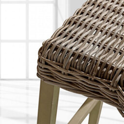 Dawsons Living Natural Hand Weaved Rattan Wicker & Wood Kitchen Dining Rattan Bar Stool Chair - thumbnail 3