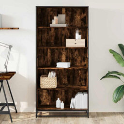 Walplus Bookcase Smoked Oak Finish Engineered Wood 80.5X35X170.5 Cm - thumbnail 3