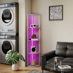 Homcom Rgb Led Floor Lamp With Shelves And Remote Control For Living Room - thumbnail 9