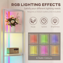 Homcom Rgb Led Floor Lamp With Shelves And Remote Control For Living Room - thumbnail 4