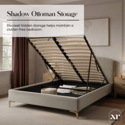X Rocker Avery Upholstered Shadow Ottoman Bed - King - Natural Stone - thumbnail 4