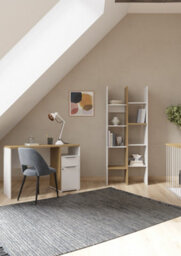 FurniComp LTD Furnicomp Luna 1 Door 1 Drawer White And Oak Study Table With Hutch - thumbnail 6