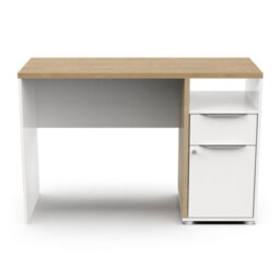 FurniComp LTD Furnicomp Luna 1 Door 1 Drawer White And Oak Study Table With Hutch - thumbnail 5