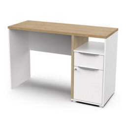 FurniComp LTD Furnicomp Luna 1 Door 1 Drawer White And Oak Study Table With Hutch - thumbnail 4