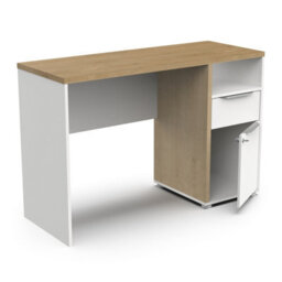 FurniComp LTD Furnicomp Luna 1 Door 1 Drawer White And Oak Study Table With Hutch - thumbnail 3