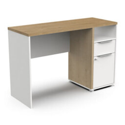 FurniComp LTD Furnicomp Luna 1 Door 1 Drawer White And Oak Study Table With Hutch - thumbnail 2
