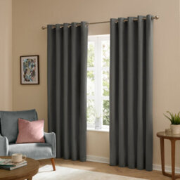 furn. Furn The Ultimate Velvet Room Darkening Eyelet Curtain Pair, Charcoal, (W) 117 X (D) 183Cm - thumbnail 3
