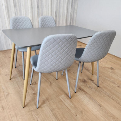 Kosy Koala Modern Rectangle Dark Grey Dining Table Set With 4 Grey Chairs Dining Room Furniture - image 1