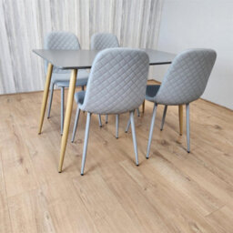 Kosy Koala Modern Rectangle Dark Grey Dining Table Set With 4 Grey Chairs Dining Room Furniture - thumbnail 2