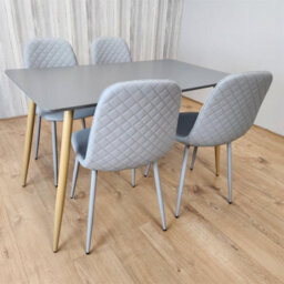 Kosy Koala Modern Rectangle Dark Grey Dining Table Set With 4 Grey Chairs Dining Room Furniture - thumbnail 1