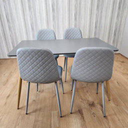Kosy Koala Modern Rectangle Dark Grey Dining Table Set With 4 Grey Chairs Dining Room Furniture - thumbnail 3