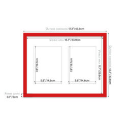 16X12 Inch 2 Opening Photo Collage Frame, Display Two 8X6 Inch Photos, Multi Aperture Family Picture Frame, Red - thumbnail 4