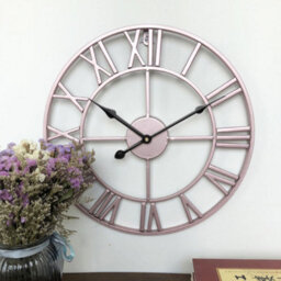 Living And Home Rose Gold Antique Metal Oversized Decorative Skeleton Wall Clock With Roman Numerals 60 Cm