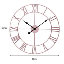 Living And Home Rose Gold Antique Metal Oversized Decorative Skeleton Wall Clock With Roman Numerals 60 Cm - thumbnail 5