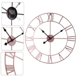 Living And Home Rose Gold Antique Metal Oversized Decorative Skeleton Wall Clock With Roman Numerals 60 Cm - thumbnail 4
