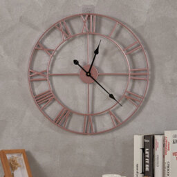 Living And Home Rose Gold Antique Metal Oversized Decorative Skeleton Wall Clock With Roman Numerals 60 Cm - thumbnail 2