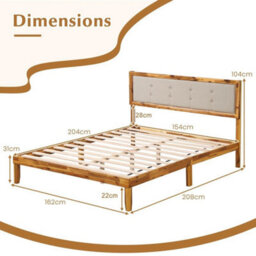 Mid Century Modern Bed Frame King Size Solid Acacia Wood Platform - thumbnail 2