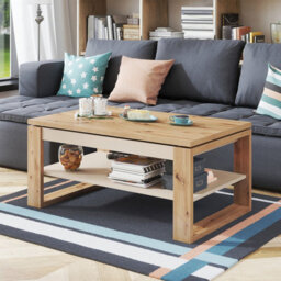 Heze Furniture Nuo Lift Top Coffee Table Contemporary Style - Artisan Oak & Beige - thumbnail 1