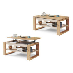 Heze Furniture Nuo Lift Top Coffee Table Contemporary Style - Artisan Oak & Beige - thumbnail 6