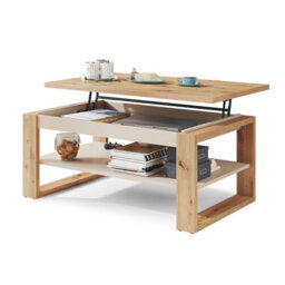Heze Furniture Nuo Lift Top Coffee Table Contemporary Style - Artisan Oak & Beige - thumbnail 5