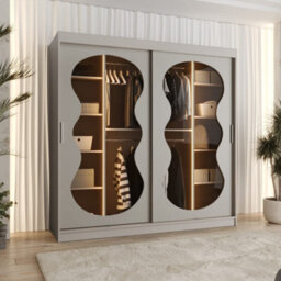 Arte Bahrain Iii Cashmere Sliding Door Wardrobe 200Cm - Calming Smoked Glass Wardrobe With Two Hanging Rails - thumbnail 3